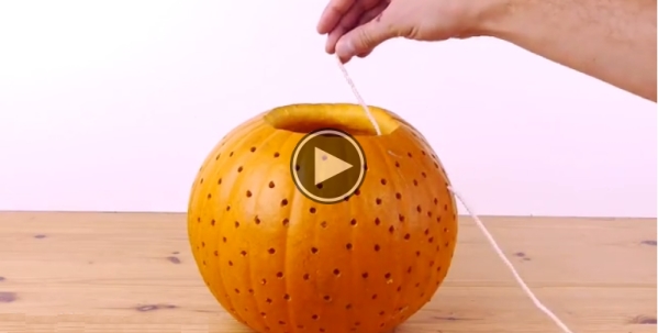 He Drills Holes In A Pumpkin. The End Results Are AMAZING!