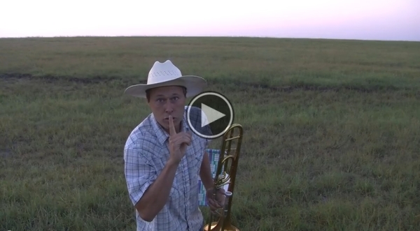 You Won’t Believe Who This Cowboy Is Serenading With His Trombone.