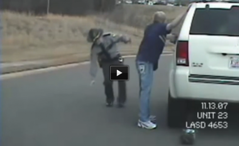 A Drunk Cop Giving A Sobriety Test..