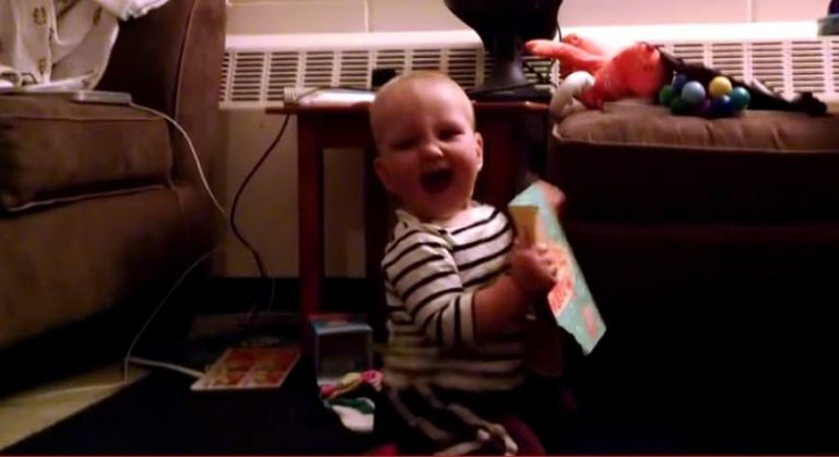 To This 1-Year-Old, A Musical Birthday Card Is Given And Look What Happens